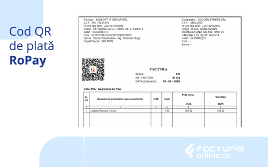 Implementare Cod QR RoPay de plată în programul de facturare online