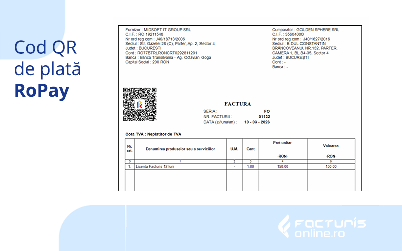 Implementare Cod QR RoPay de plată în programul de facturare online